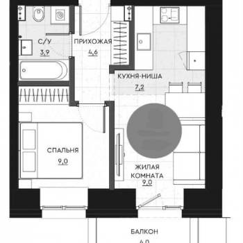Продается 2-х комнатная квартира, 34,9 м²