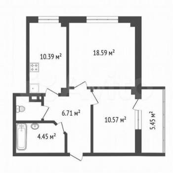 Продается 2-х комнатная квартира, 52,4 м²