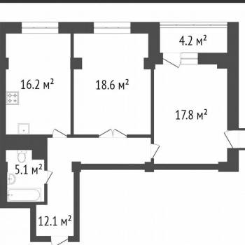 Продается 2-х комнатная квартира, 72 м²