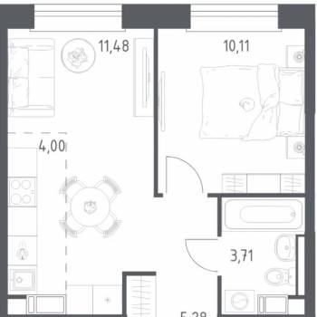 Продается 2-х комнатная квартира, 34,5 м²