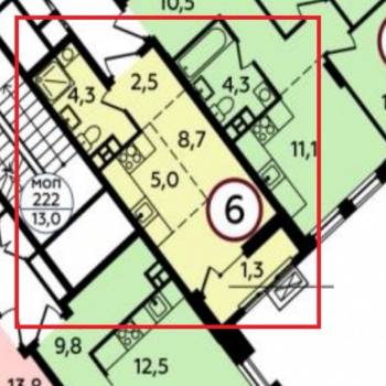 Продается 1-комнатная квартира, 22,8 м²