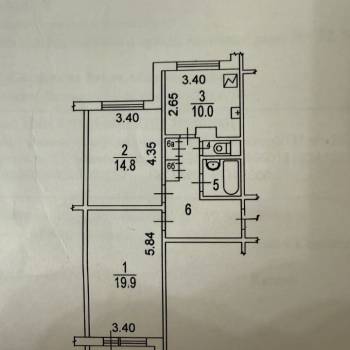 Продается 2-х комнатная квартира, 58,8 м²