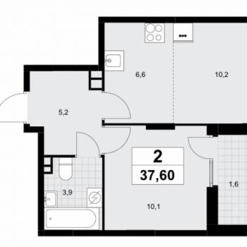 Сдается 2-х комнатная квартира, 36 м²