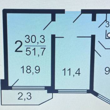 Продается 2-х комнатная квартира, 52 м²