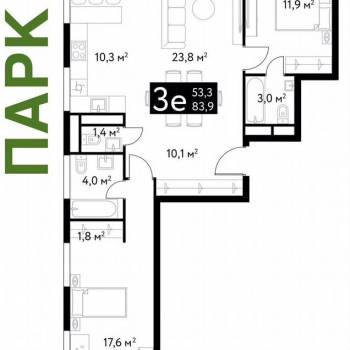 Продается 1-комнатная квартира, 84 м²