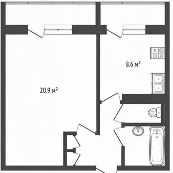 Продается 1-комнатная квартира, 39,2 м²