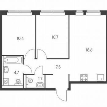 Продается 2-х комнатная квартира, 53,8 м²