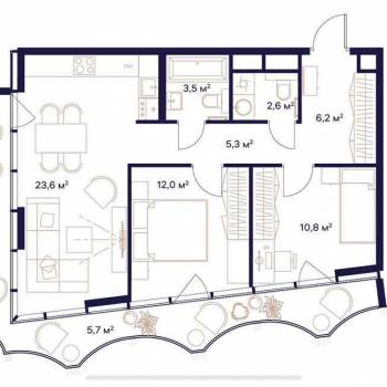 Продается 2-х комнатная квартира, 70 м²
