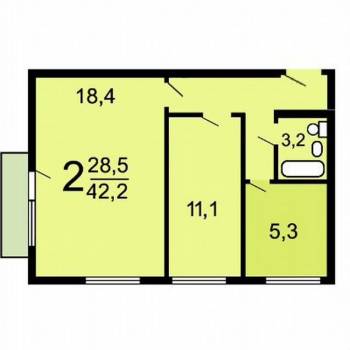 Продается 2-х комнатная квартира, 42,2 м²