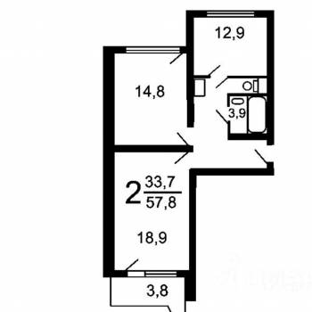 Продается 2-х комнатная квартира, 57,8 м²