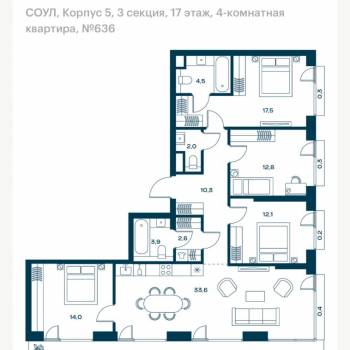 Продается Многокомнатная квартира, 128,1 м²