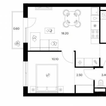 Продается 1-комнатная квартира, 42,3 м²