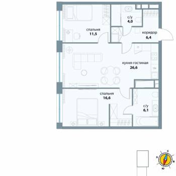 Продается 3-х комнатная квартира, 71,5 м²