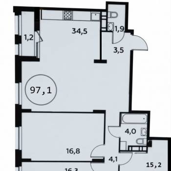 Продается Многокомнатная квартира, 97,1 м²