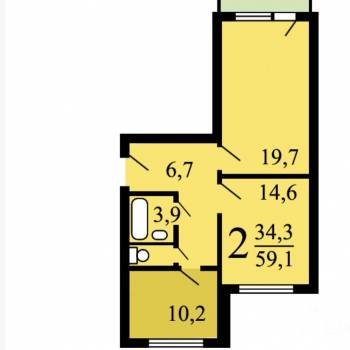 Сдается 2-х комнатная квартира, 60 м²