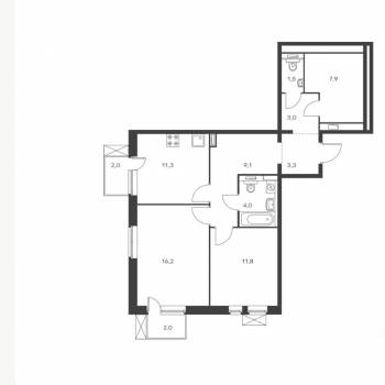 Продается 2-х комнатная квартира, 67 м²