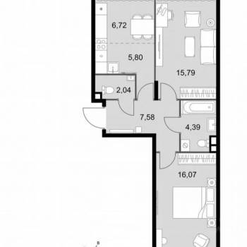 Продается 2-х комнатная квартира, 58,4 м²