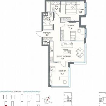 Продается 3-х комнатная квартира, 82,4 м²