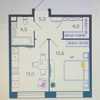 Продается 1-комнатная квартира, 42,1 м²