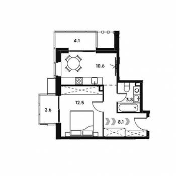 Продается 1-комнатная квартира, 41,7 м²