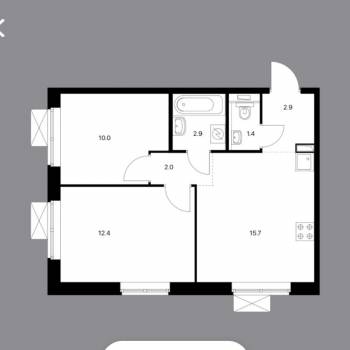 Продается 2-х комнатная квартира, 47,3 м²