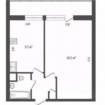 Продается 1-комнатная квартира, 37,5 м²