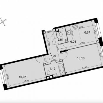 Продается 2-х комнатная квартира, 59,3 м²