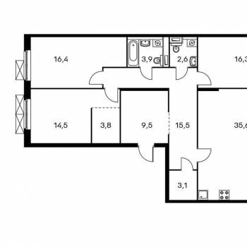 Продается 3-х комнатная квартира, 120,6 м²