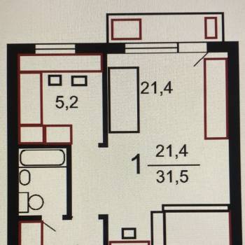 Продается 1-комнатная квартира, 34,5 м²