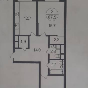 Продается 2-х комнатная квартира, 67,4 м²
