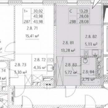 Продается 1-комнатная квартира, 27,6 м²