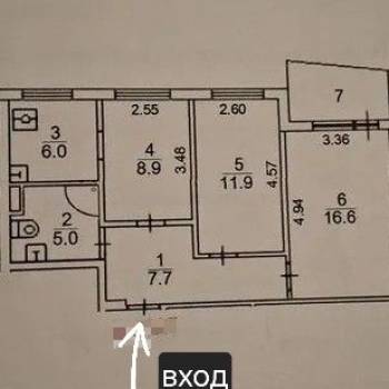 Продается 3-х комнатная квартира, 57 м²