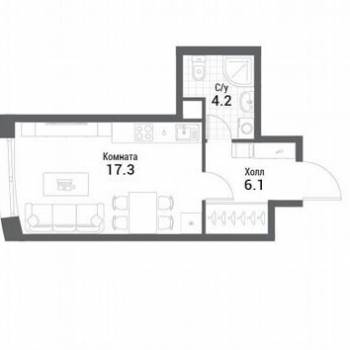 Продается 1-комнатная квартира, 23,7 м²