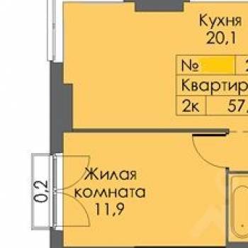 Сдается 2-х комнатная квартира, 56,1 м²