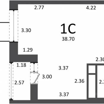 Продается 1-комнатная квартира, 38,7 м²