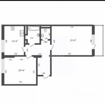 Продается 2-х комнатная квартира, 72,7 м²