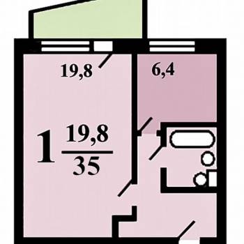 Продается 1-комнатная квартира, 35 м²