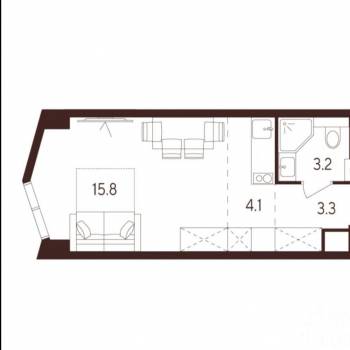 Продается 1-комнатная квартира, 26,6 м²