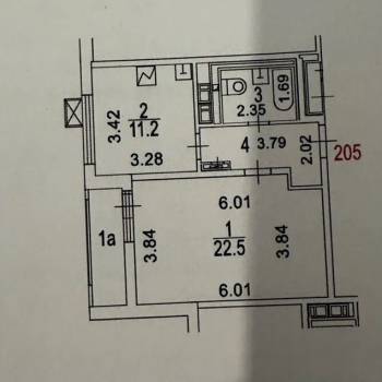 Сдается 1-комнатная квартира, 43 м²