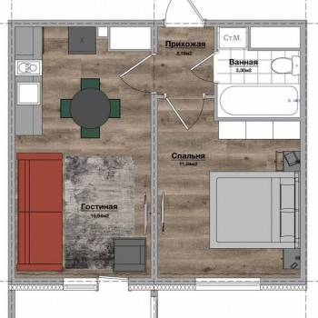 Сдается 1-комнатная квартира, 33 м²