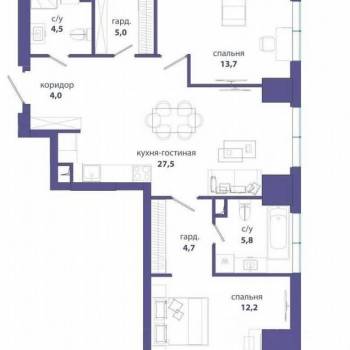 Продается 2-х комнатная квартира, 78 м²