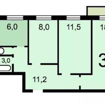 Продается 3-х комнатная квартира, 57,7 м²