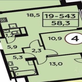 Сдается 2-х комнатная квартира, 58 м²