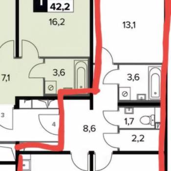 Сдается 2-х комнатная квартира, 59,7 м²
