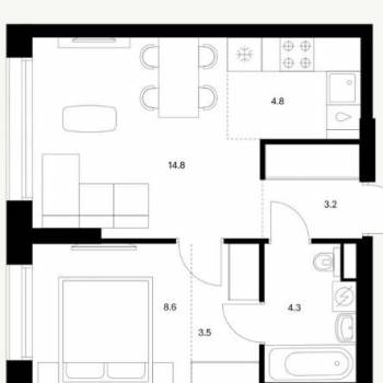 Продается 1-комнатная квартира, 32,4 м²