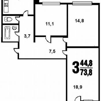 Сдается Многокомнатная квартира, 70,7 м²