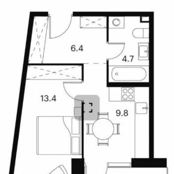Продается 1-комнатная квартира, 37,9 м²