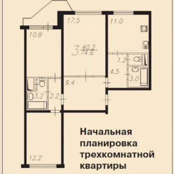 Продается 3-х комнатная квартира, 73,9 м²