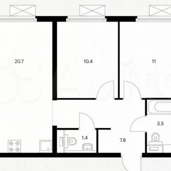 Продается 2-х комнатная квартира, 55 м²