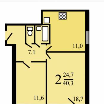 Продается 2-х комнатная квартира, 51 м²